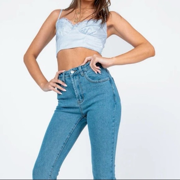 Princess Polly OLD SCHOOL LOVE CROP TOP BABY BLUE size 2 lingerie style - Picture 3 of 10